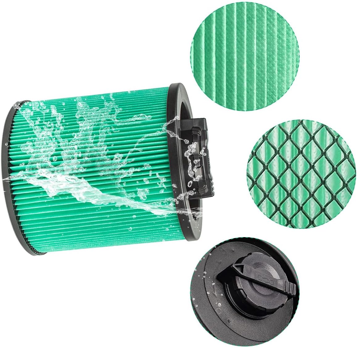 2 Pack DXVC6914 Premium HEPA Cartridge Vaccum Filter Compatible with DEWALT 6-16 Gallon Wet/Dry Vacuum, with 3 Pack DXVA19-4101 High Efficiency Replacement Filter Bags for DEWALT