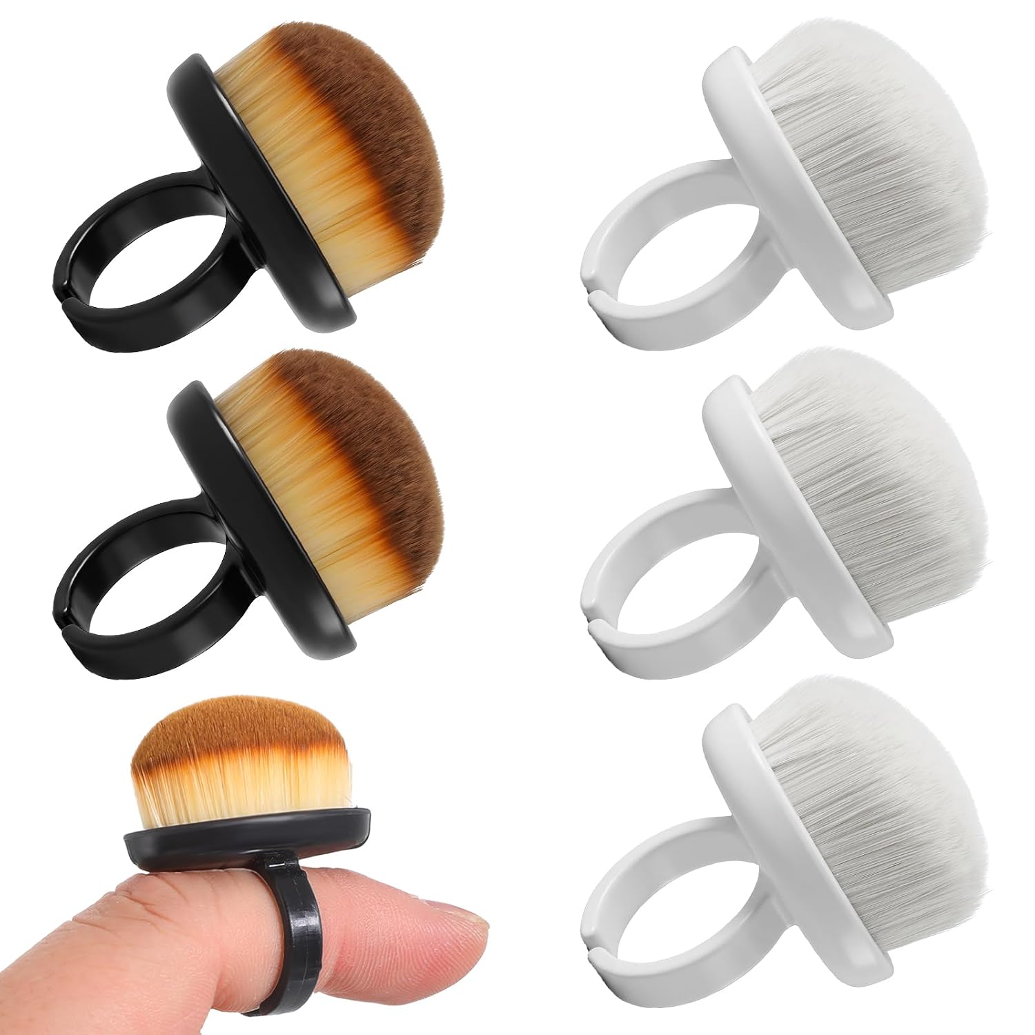 6Pcs Dust Brush for Nails, Nail Dust Cleaning Brush Ring Nail Duster Cleaning Brushes Small Portable Scrubber Brushes Portable Nails Duster Tools for Manicure and Pedicure Black White