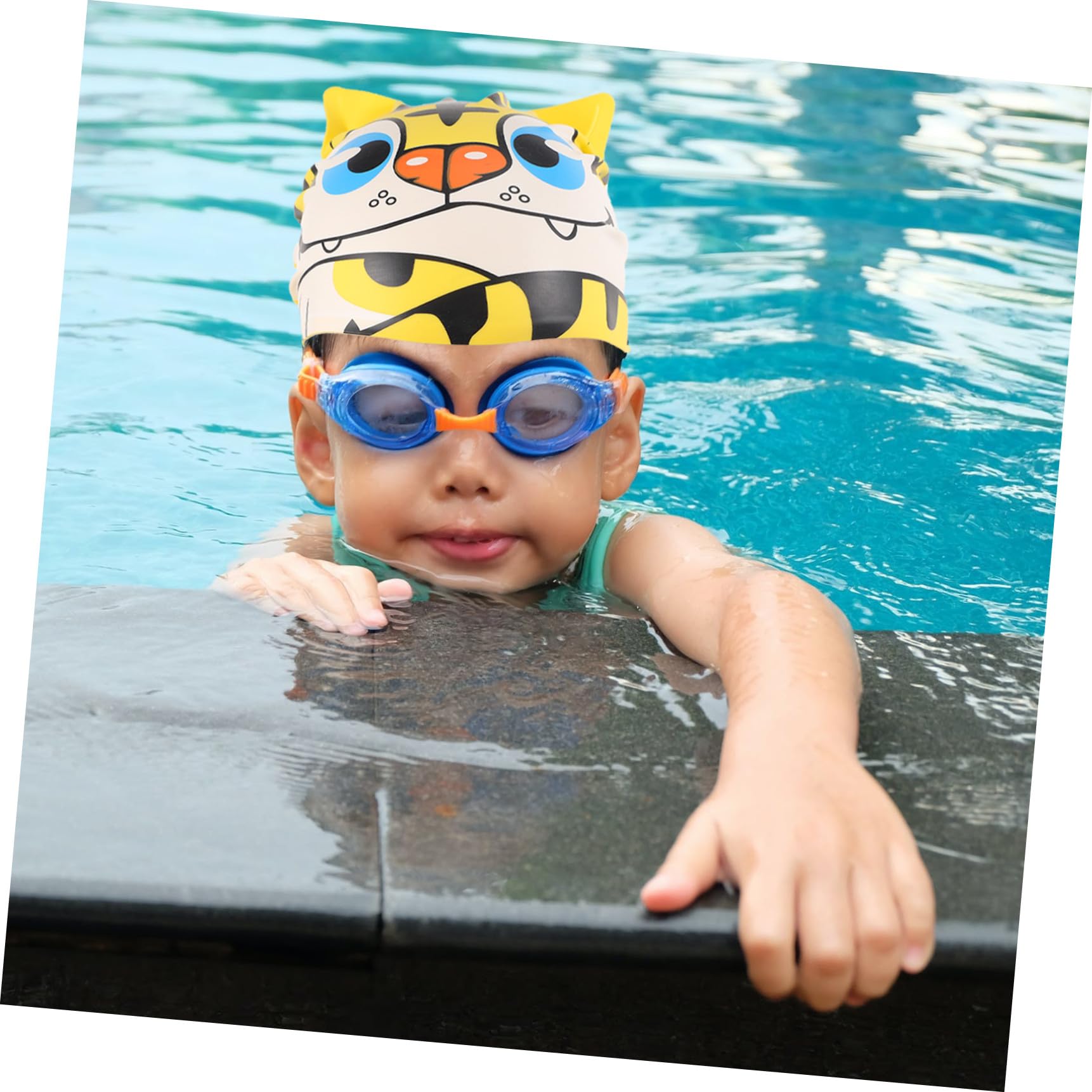 BESPORTBLE 6pièces Bonnet De Bain Silicone pour Garçon Fille Forme De Tigre pour Natation Douche Accessoire pour Petits Nageurs