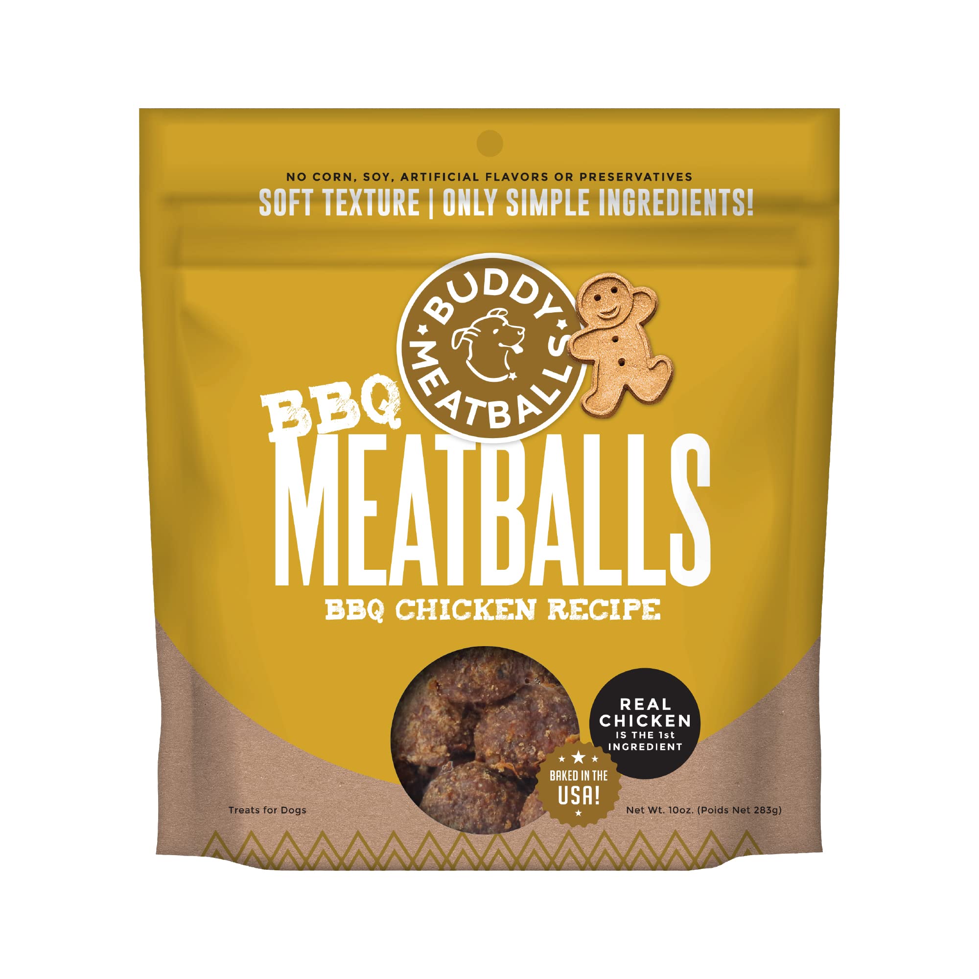 Buddy BiscuitsMeaty Meatball Bites 10 oz Pouch of Dog Treats, BBQ Chicken Recipe