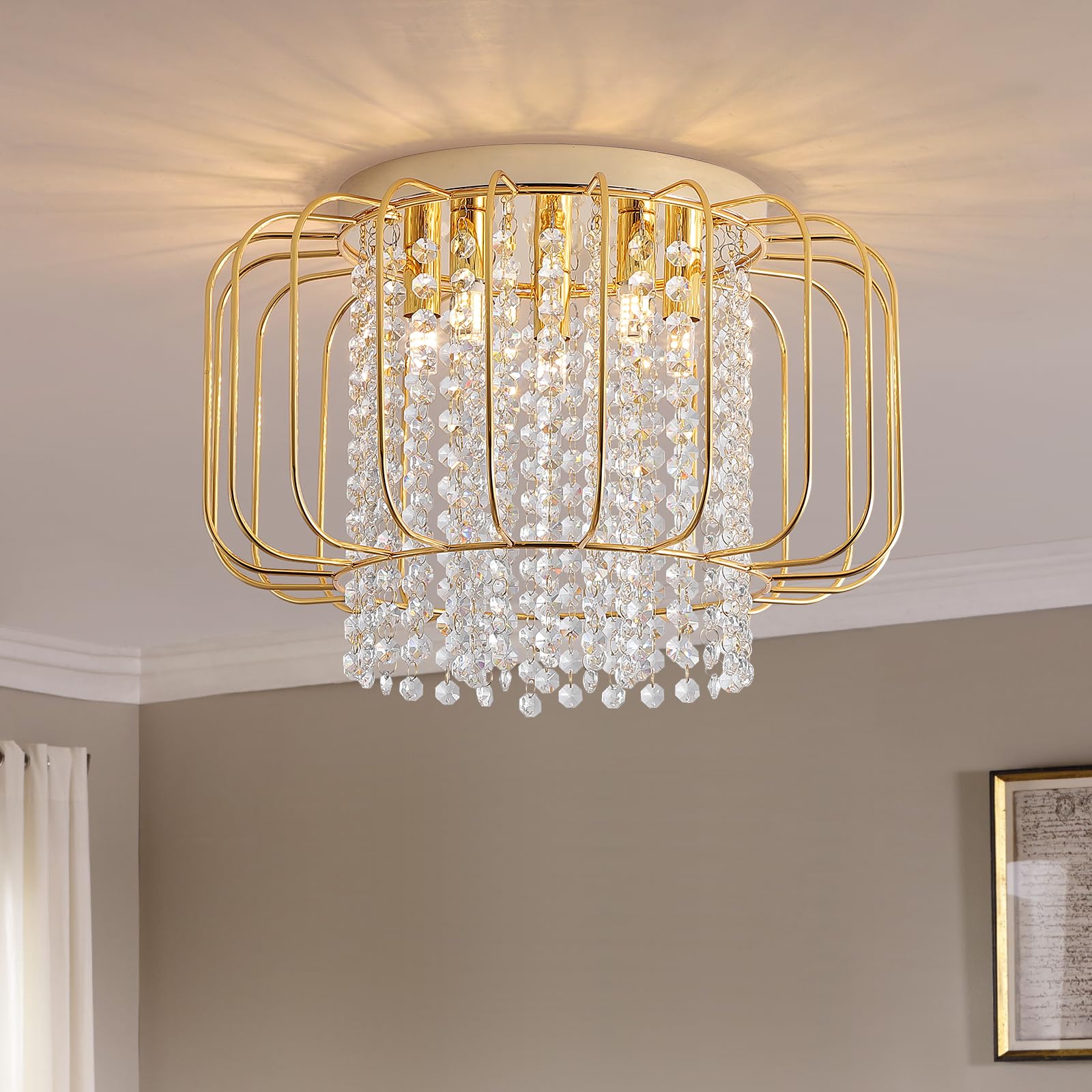 K9 Modern Crystal Chandelier G9 Light Bulb 5 Ceiling Light Ceiling Dining Room Interior Bedroom Corridor (Gold, D16 XT)