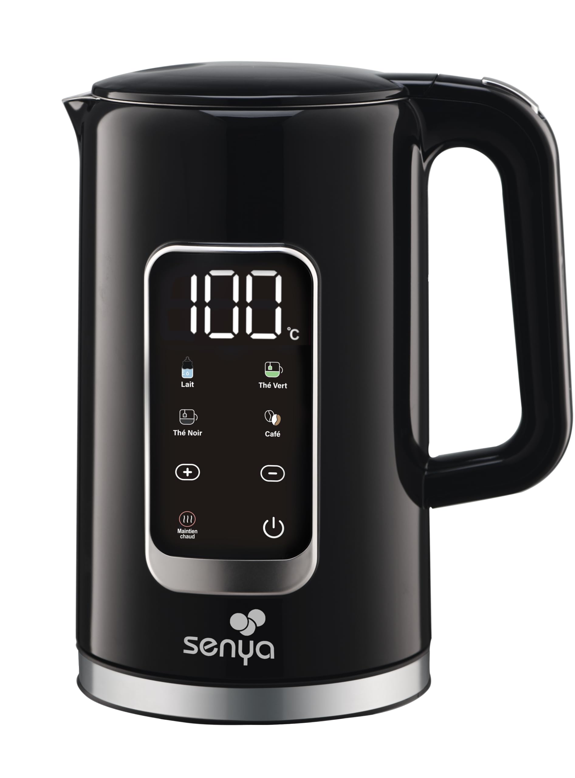 SENYA Bouilloire Électrique 1,​7 L Inox – Température Réglable 40-​100°C – Écran LCD – Maintien au Chaud 2h – 5 Programmes Thé Café – 2200W – Socle 360° – Double Paroi Anti-​Brûlure