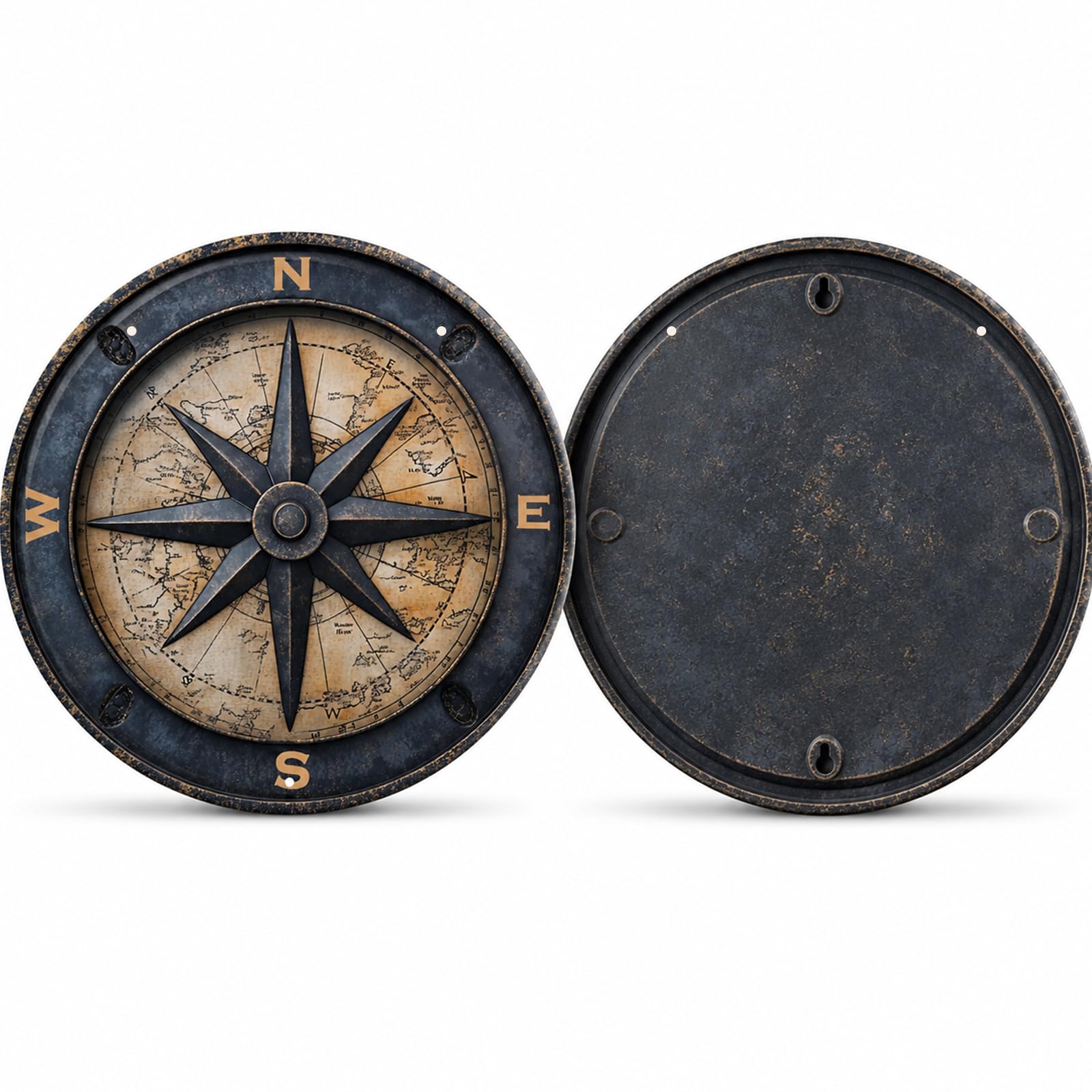 Wall Mounted Compass, Garden Signs and Plaques for Outside with Compass Shape, Retro Metal Garden Signs for Home Living Room Garden Decoration
