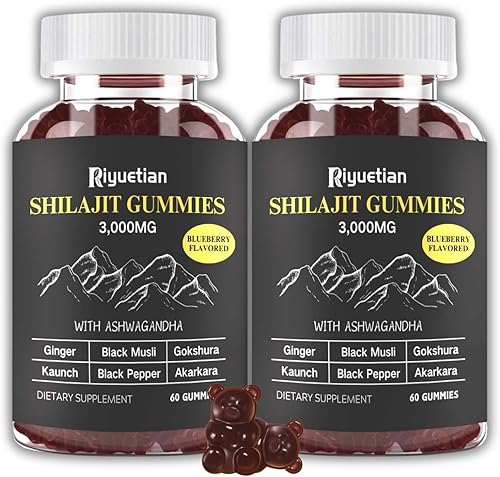 Gomitas Shilajit de oro del Himalaya puro de 3000 mg para hombres, suplemento con ácido fúlvico, Shilajit puro para hombres, envejecimiento