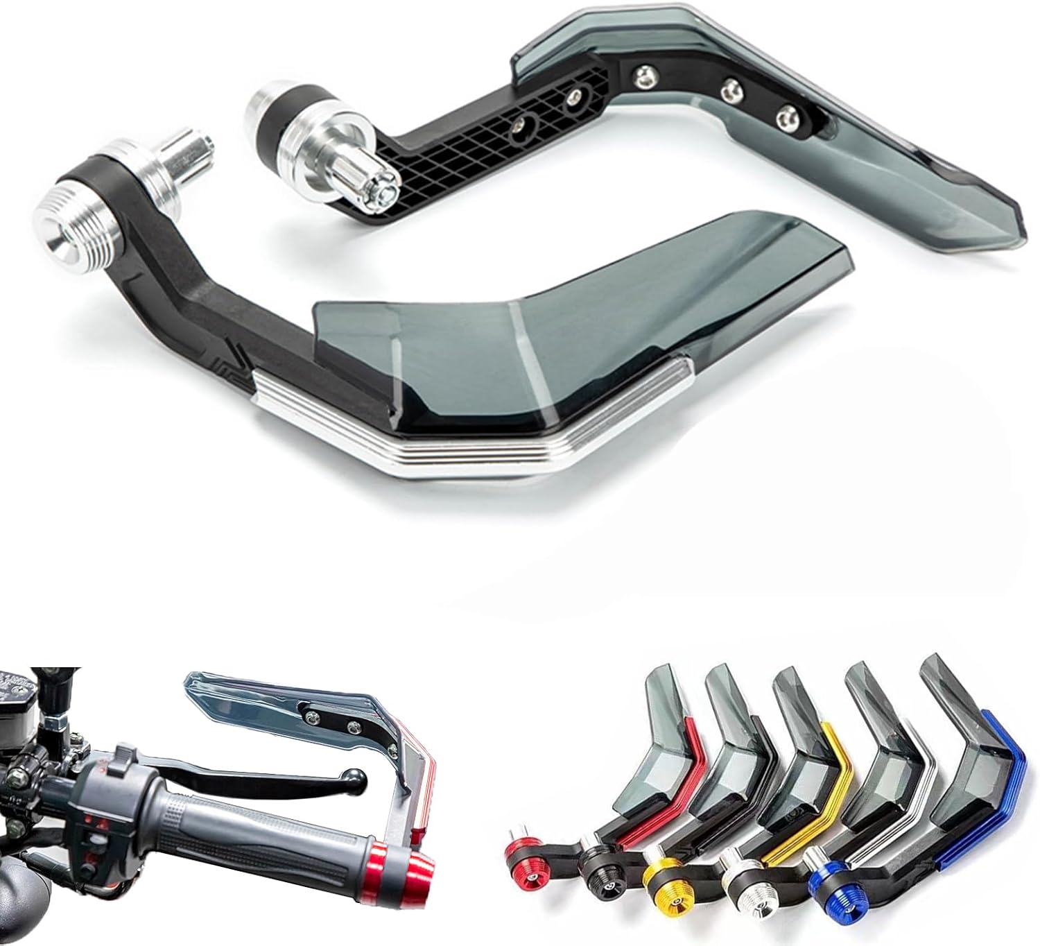 Universal 7/8” 22mm Motorcycle Powersports Aluminum Alloy Handguard,Motorcycle Accessories for Yamaha Honda kawasaki Suzuki (Silver)