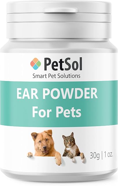 PetSol Fast Acting Ear Powder (Large 30g Tub) - Stops Head Shaking, Wax, Gunk & Ear Odour