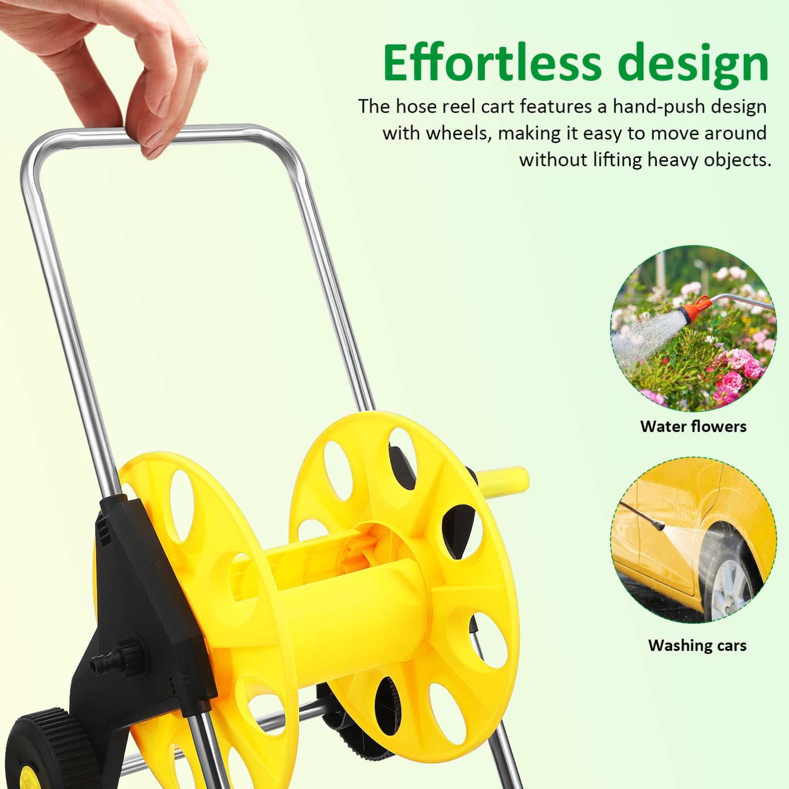 jojofuny Carrello Avvolgitubo da Giardino con Ruote, Resistente All'usura, in Pp, Design Compatto per Annaffiare Piante e Lavare Auto