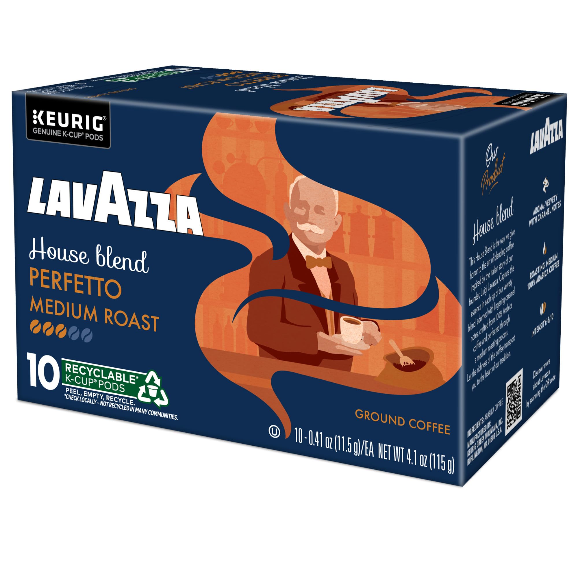Lavazza Perfetto - Cápsulas K-Cup de café de una sola porción para Keurig Brewer Perfetto, tostado oscuro y aterciopelado, cajas de 10 unidades (paquete de 6) de cuerpo completo con sabor audaz y