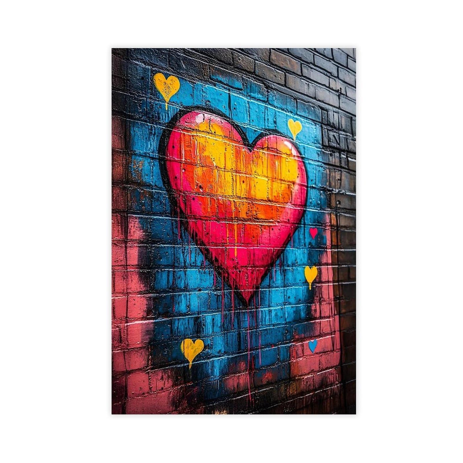 Bareronor Heart Graffiti Canvas Poster for Dorm Room Decor Gift