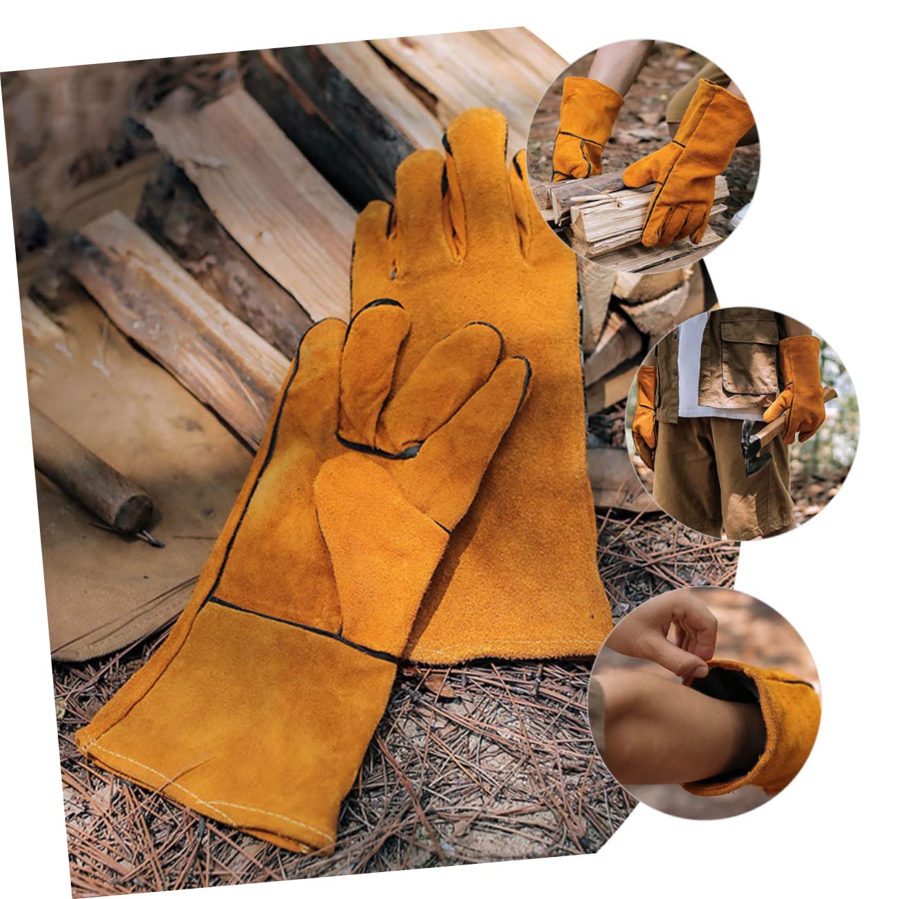 3 Paia Guanti Bbq Lunghi Resistenti Al per Esterni Protezione Avambraccio Guanti Antiscottatura per Barbecue e Campeggio