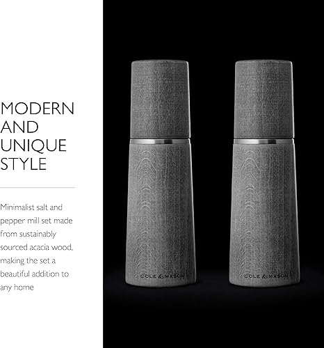 Miniatura 6 de Cole & Mason Marlow - Juego de molinos de madera equilibrados, molinillos de sal y pimienta, herramientas de especias recargables, ajustes