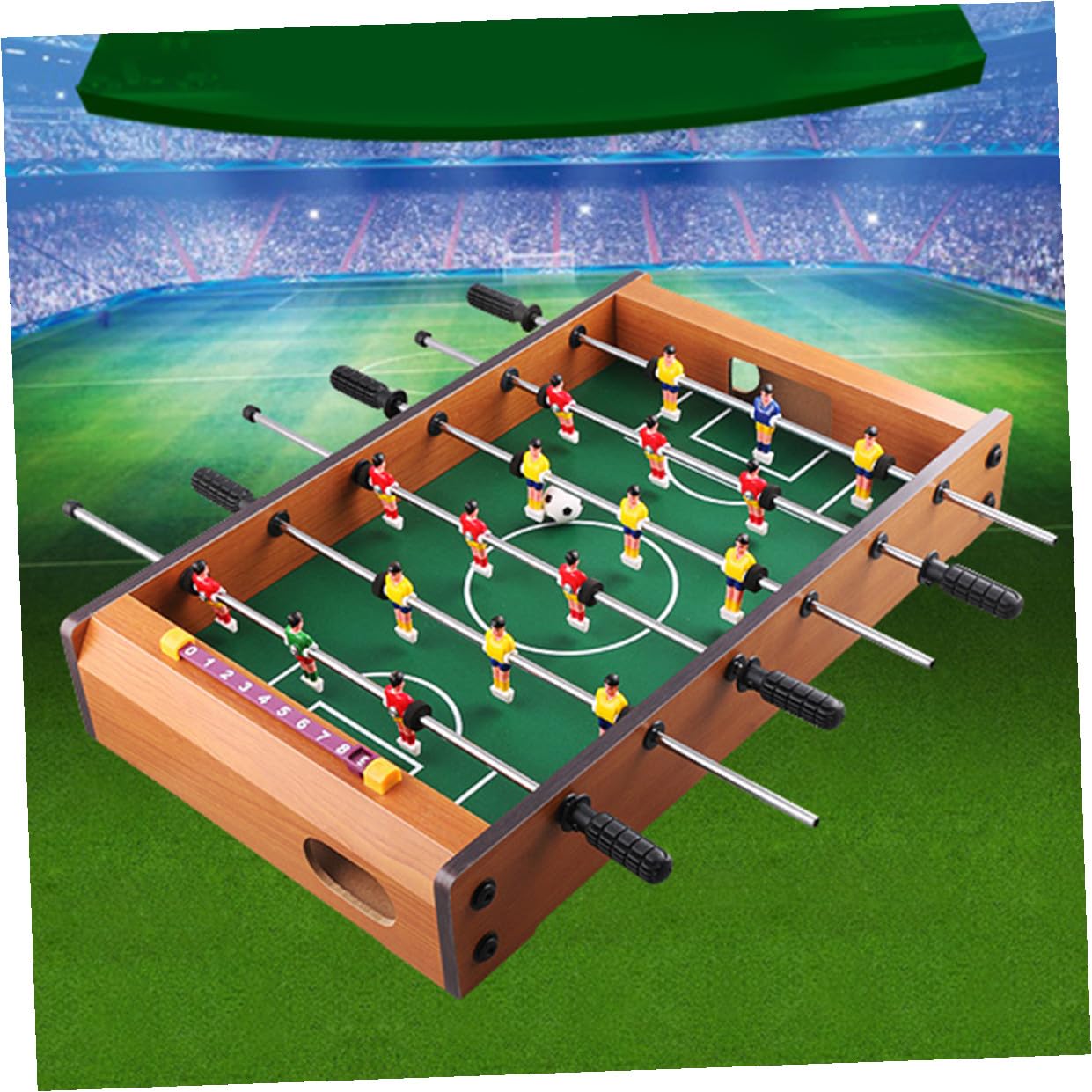 Calcio da Tavolo Mini Sei Tiri in Mdf per Ragazzo Ragazza e Adulti | Contatore Punteggio Integrato, Formato Compatto per Scrivania, Adatto a Casa senza Spazio per Tavolo Completo