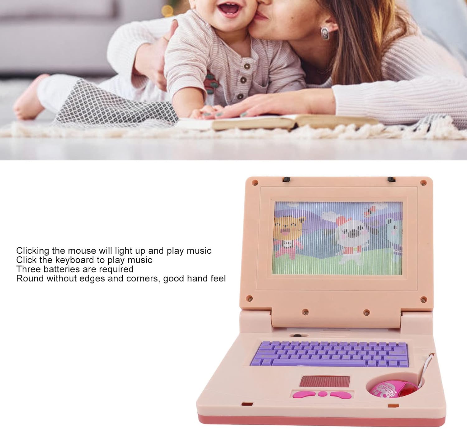 Kinderen Onderzoek Speelgoed Laptop Educatief Leren Computer Kinderen Leren Laptop Educatief LED Muziek Elektronische Cognitieve Ontwikkeling Simulatie Computer Speelgoed Paarse intrekbare muis