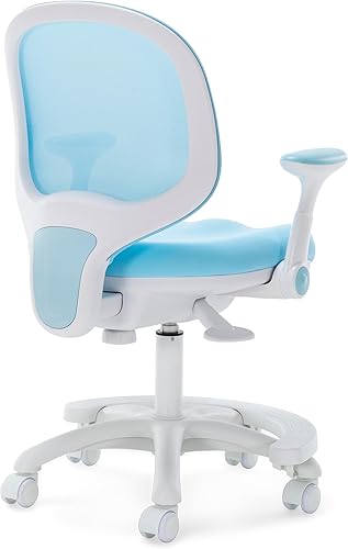 Miniatura 25 de Silla de escritorio para niños, silla de oficina de estudio, diseño ergonómico, altura ajustable y profundidad del asiento (azul cielo con Azul