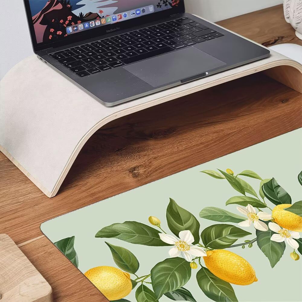 Duża podkładka pod mysz do gier XXL 1200 x 600 x 3 mm z zszytymi krawędziami, trwała antypoślizgowa podstawa z naturalnej gumy, zmywalna podkładka na klawiaturę, gry, do domu, biura, gruszki owocowe