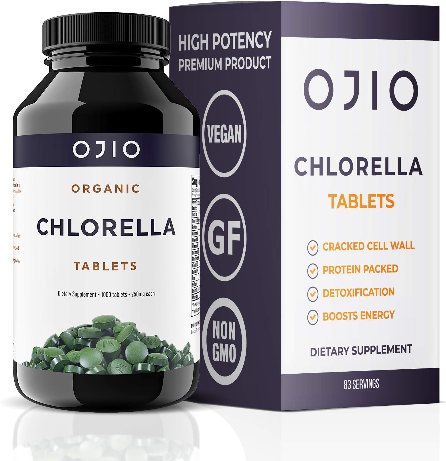 Premium Chlorella Tablets, Kosher, Highest Potency, Pure Chlorella Raw Superfood, Cracked Cell Wall, High in Protein, No Additives or Fillers - 1000 Count (Pack of 1)