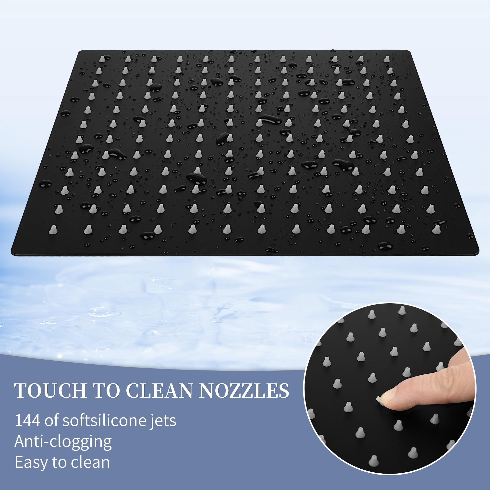 Rainfall Shower Heads with Self-Cleaning Silicone Fixed Rain Shower Head 8 Inch - Image 3