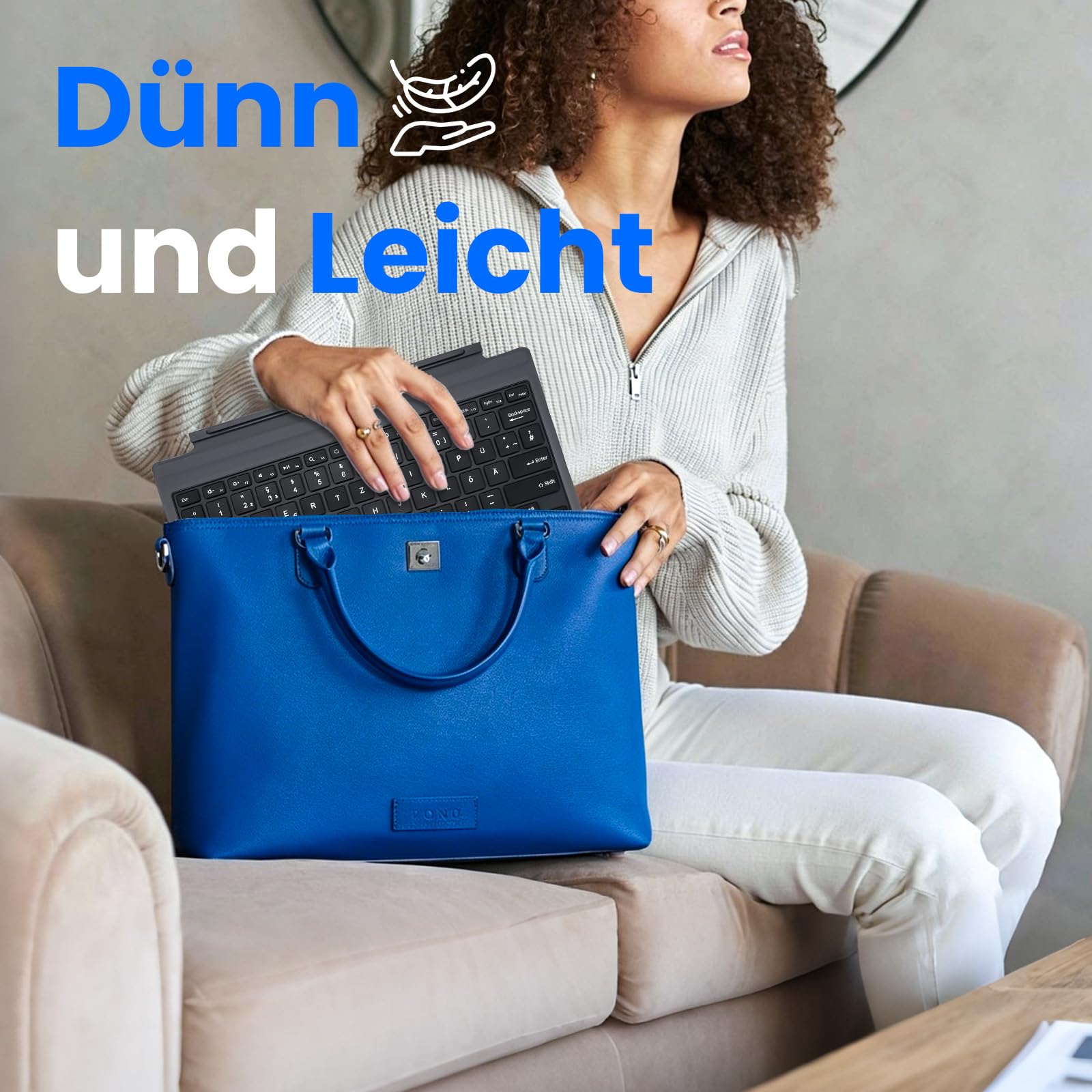 Bluetooth Tastatur für Surface Pro 7+/7/6/5/4/3, Kabellose Beleuchtete Tastatur, Ultraslim Tastatur mit Touchpad, Wiederaufladbare, Deutsche QWERTZ Layout