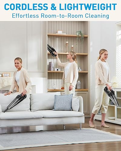 Miniatura 9 de Aspiradora de mano inalámbrica portátil  16000 Pa Aspiradora potente de succión fuerte con taza de polvo de 27.1 fl oz y luz LED  Hogar diario de