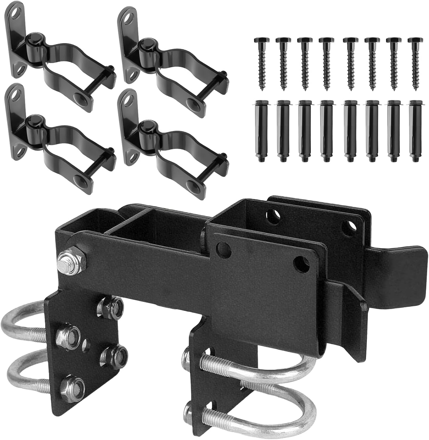 Chain Link Double Gate Latch+4 Pack Stainless Steel 1-3/8 Inch Gate Hinge