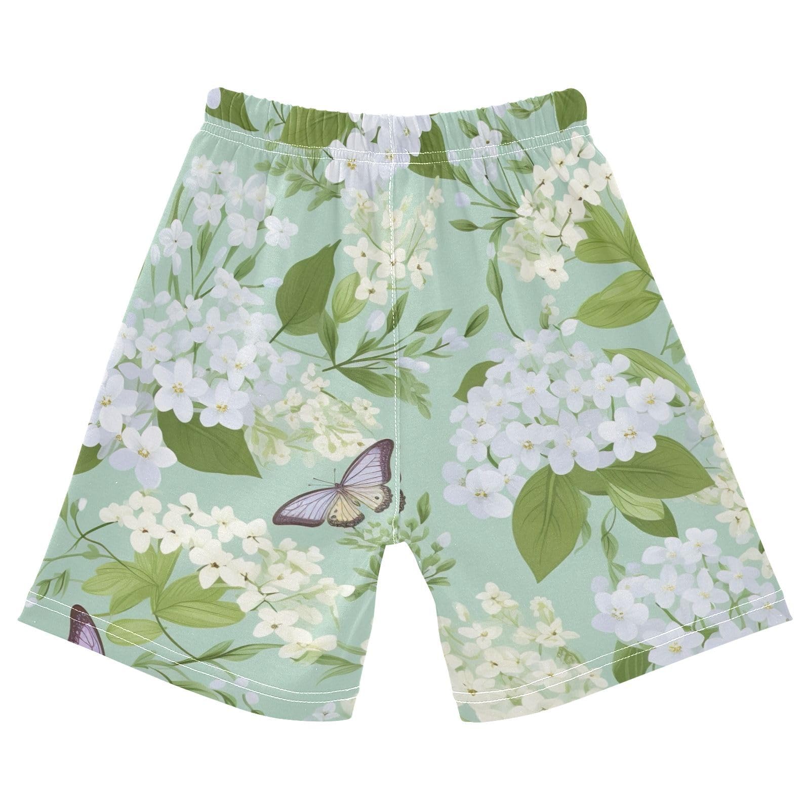innewgogo Blue Flowers Purple Butterflies Toddler Baby Boy Girl Cotton Pull-On Shorts Elastic Waist Athletic Casual Shorts Drawstring Pants 5T