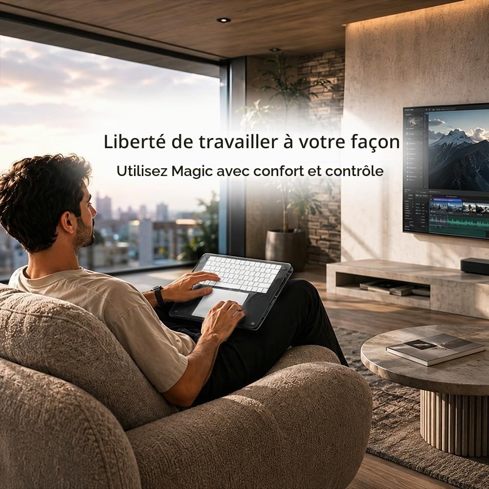 Support transparent et plateau tactile compatible avec Apple Magic Keyboard 2/3/pavé tactile, confortable pour soulager les douleurs au poignet (clavier Apple et pavé tactile non inclus