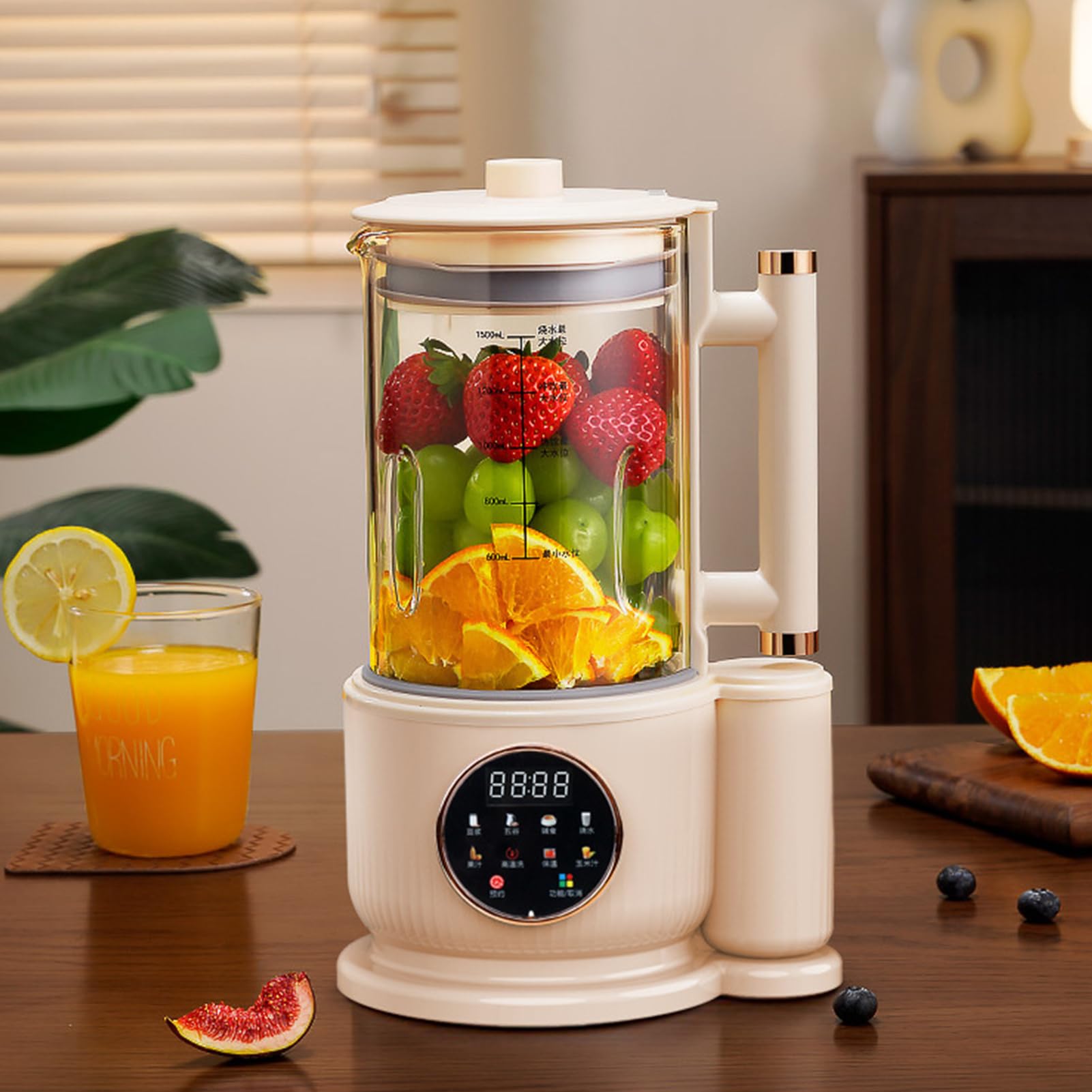Luocute Ekspres do Mleka Orzechowego, Automatyczny Blender do Mleka Sojowego o Pojemności 1,5 L z 12 Ostrzami ze Stali Nierdzewnej Ekran Dotykowy LCD do Domowego Smoothie z Mleka (Wtyczka UE 220 V)