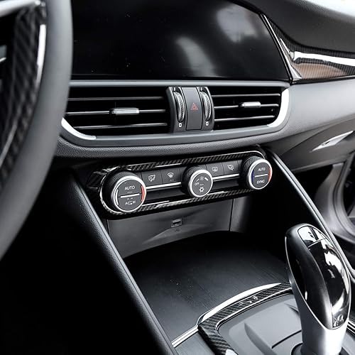 Miniatura 4 de CHEYA para Alfa Romeo Giulia Stelvio 2016-2018 ABS centro de coche aire acondicionado marco ajuste ajuste ajuste accesorio coche (fibra de carbono)
