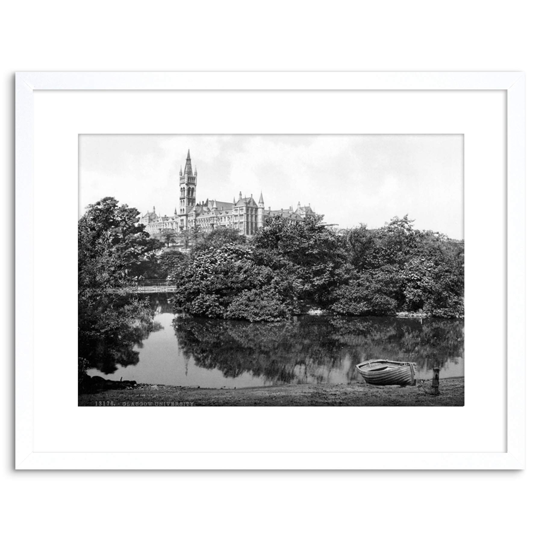 Wee Blue Coo Vintage Photo Landmark University Glasgow 1895 Scotland Framed Wall Art Print