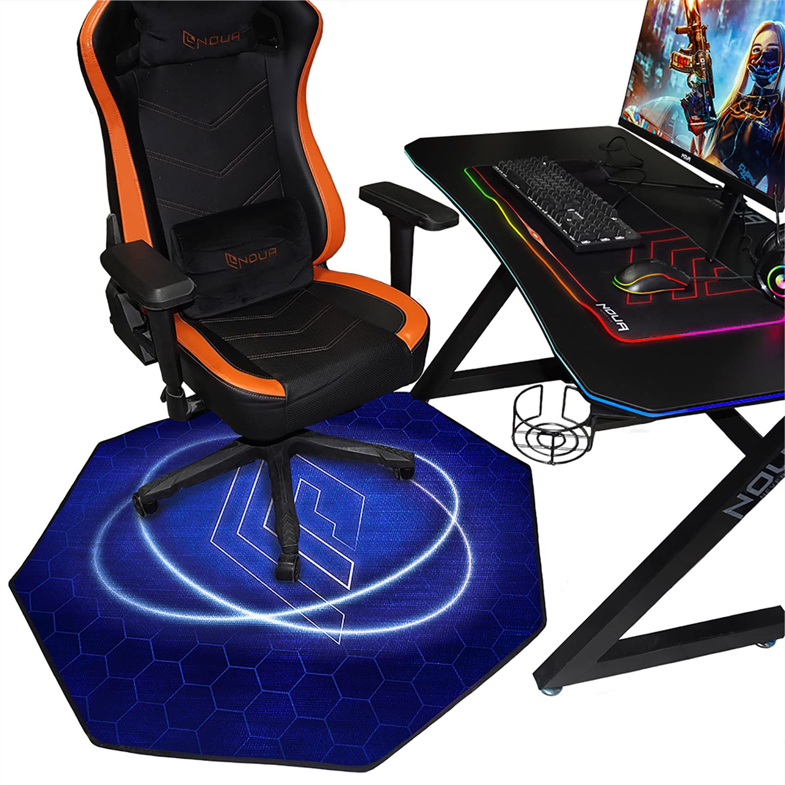Noua Spades FloorPad Tappeto Gaming da Pavimento per Sedia da Gioco Ufficio con Base Antiscivolo Antigraffio Protezione Resistente all’Acqua