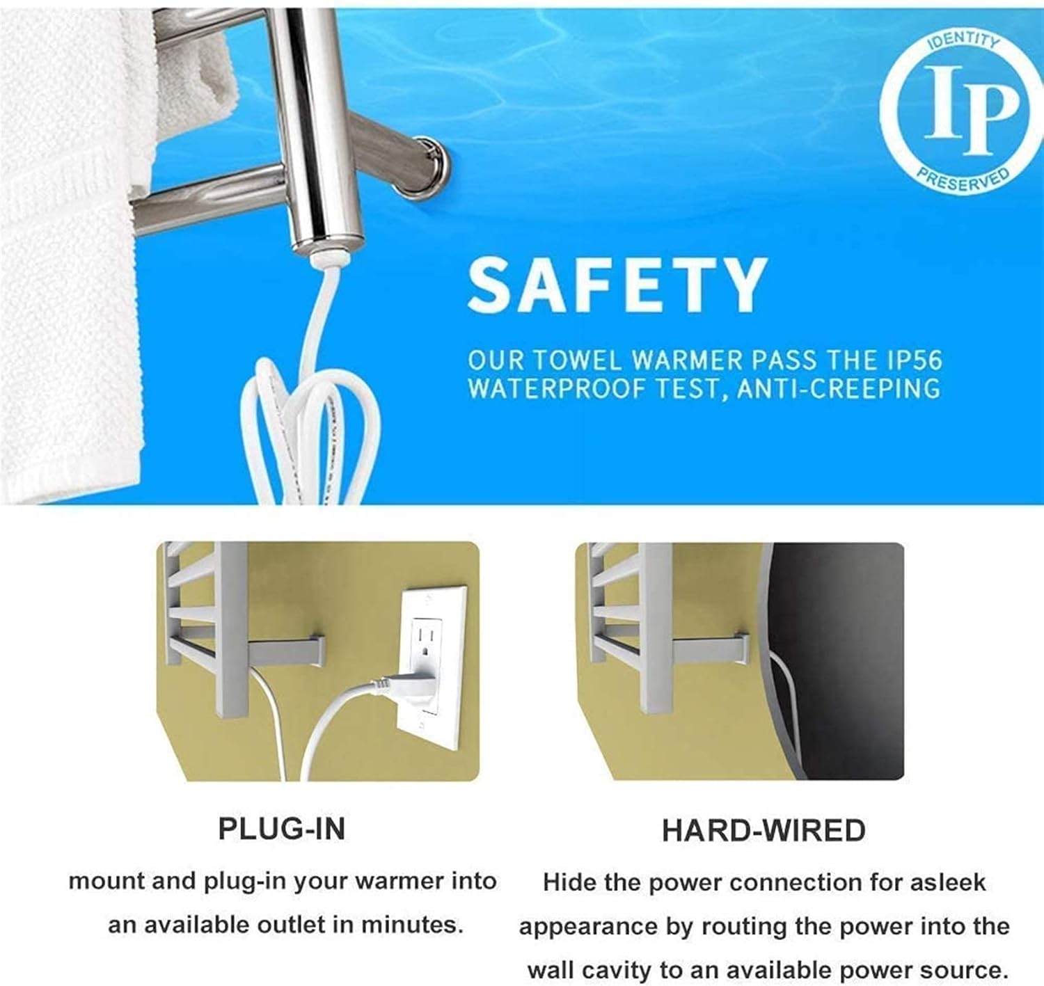Heated Towel Rail Rails Stainless Steel Towel Warmer 14-Bar Electric Towel Rack Bathroom Towel Warmer Mirror Polished Best Choice for Bathroom Decoration in Your Home (Size : P