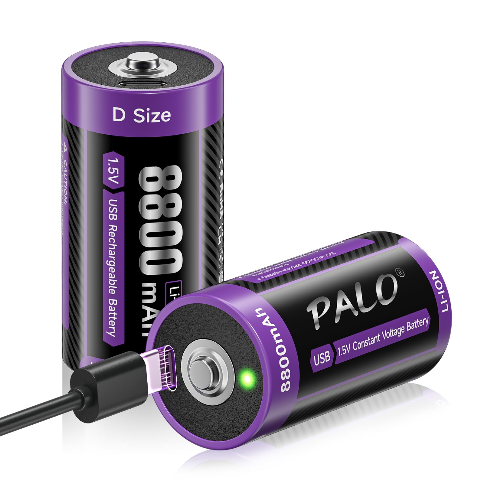 Batería D de litio recargable tipo C LR20 1.5V 8800mAh de baja autodescarga paquete de 2 8