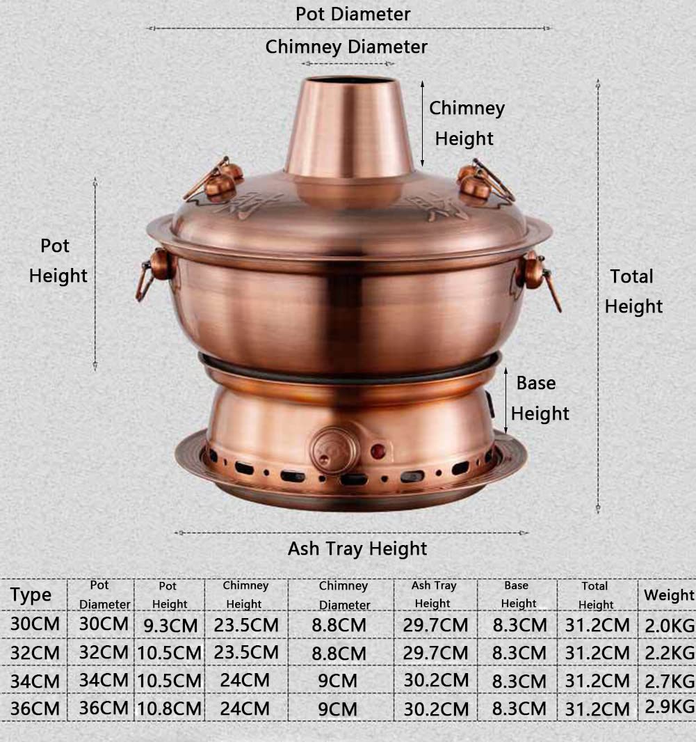 Chiński Tradycyjny Kociołek, Stal Nierdzewna, Gorący Kociołek Shabu Z Kominem Do Zupy Na Węglu Drzewnym, 32 Cm