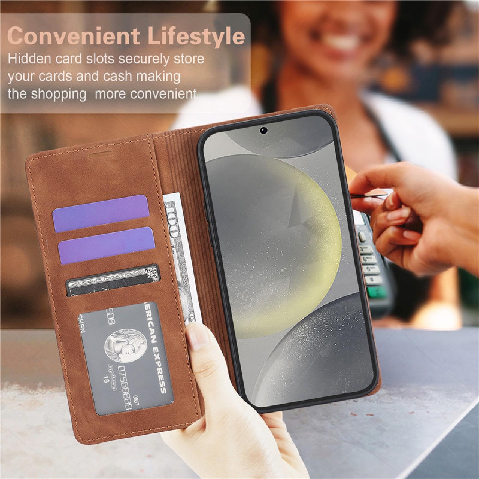 Für Samsung A72 (4G 5G) Handyhülle Brieftaschen-Cover (Für Samsung A72 (4G 5G)/Kaffee)
