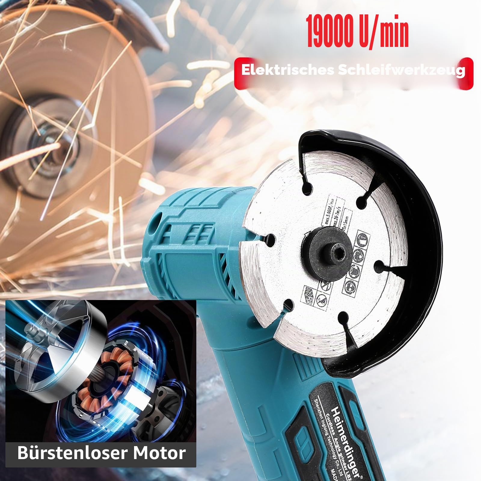 Bürstenloser Mini-Winkelschleifer für Makita 18 V Akku (nicht im Lieferumfang enthalten), schnurloses elektrisches Schleifwerkzeug, 19500 U/min, kompakter Handschneider für Metallschleifen, Schneiden