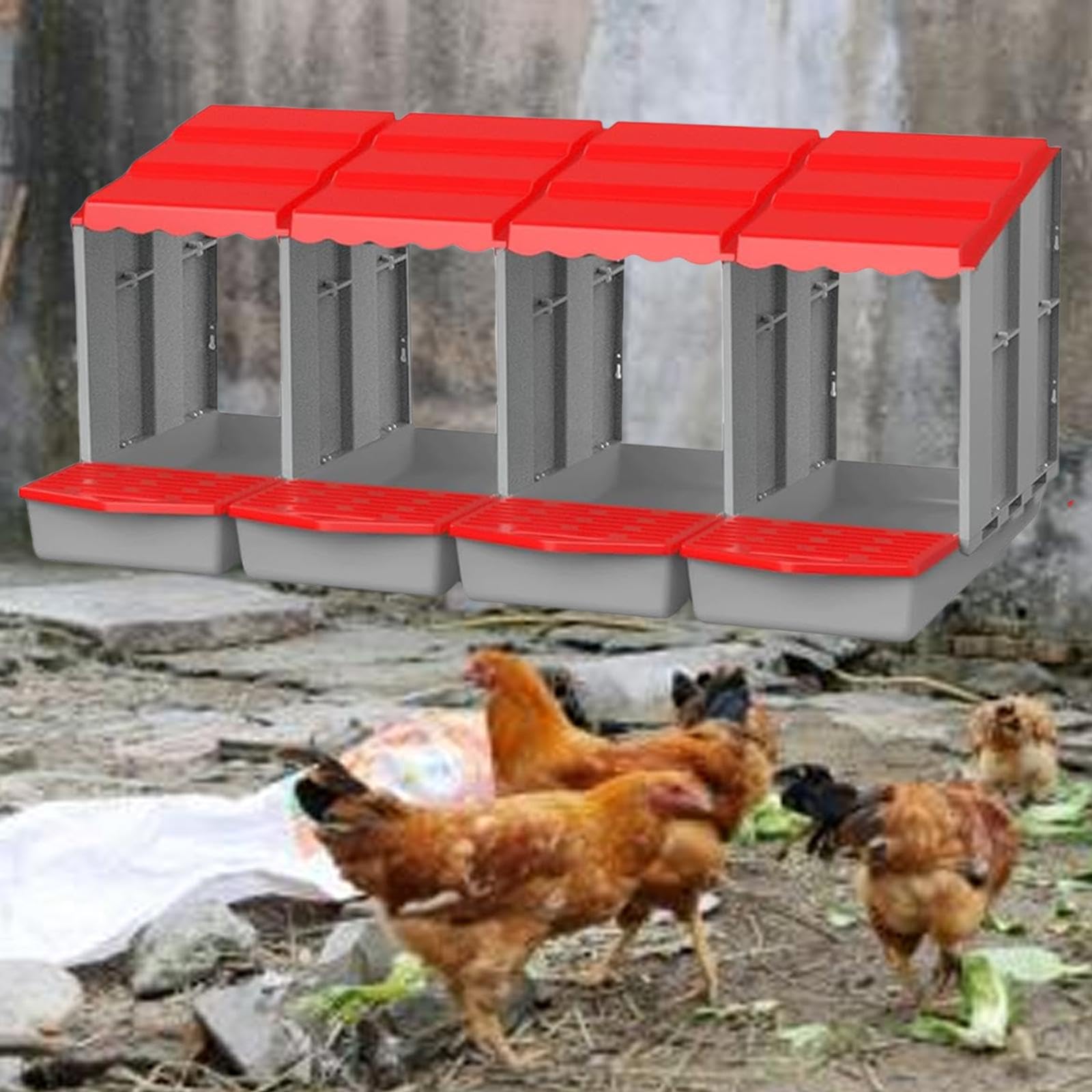 Nidal Robusto Y Fácil de Limpiar para Gallinas Y, Rojo, L