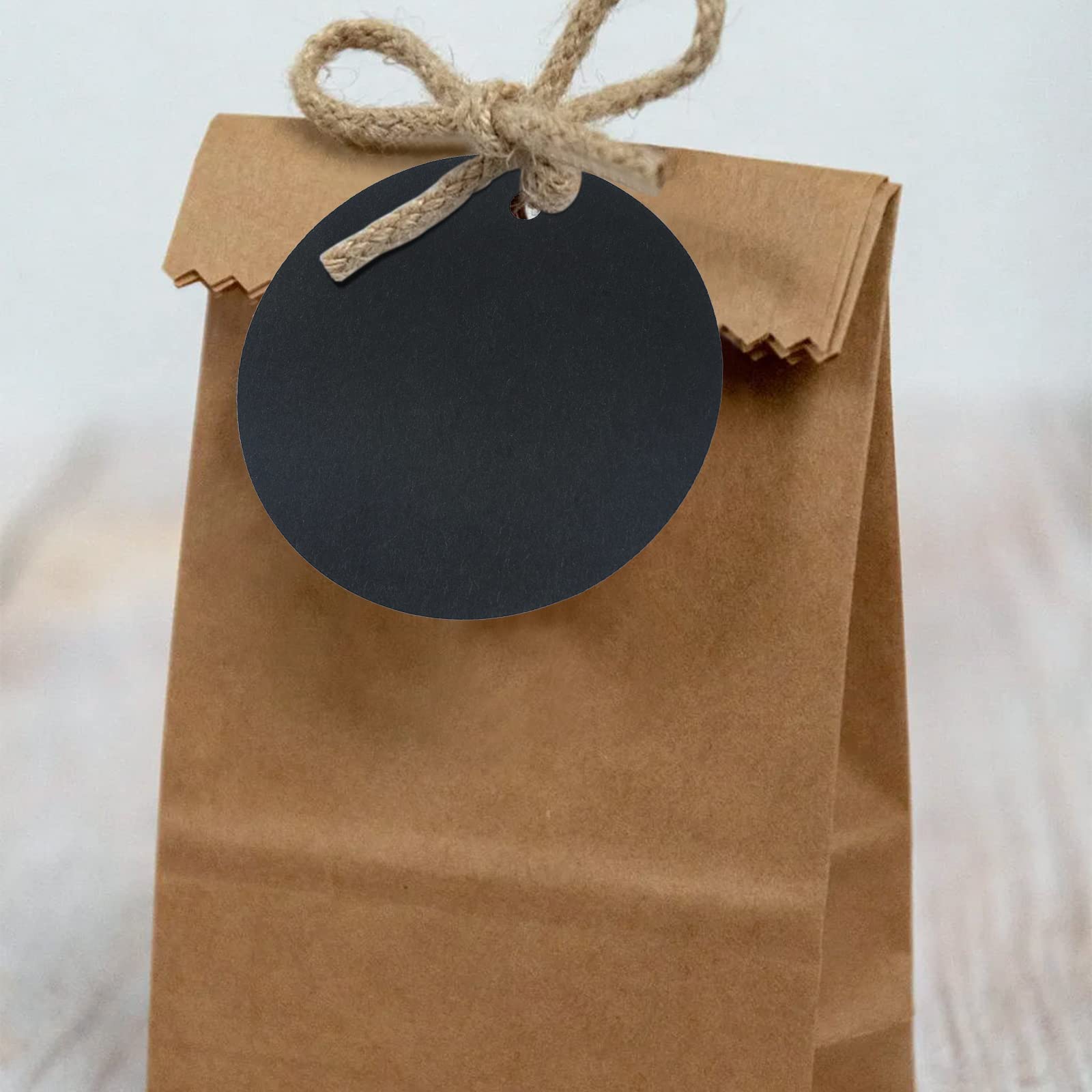 QUARKZMAN 100 Etichette Regalo In Carta Kraft 5cm + 20m Spago Iuta Rossa - Perfette Per Pacchetti Natale E Fai Da Te
