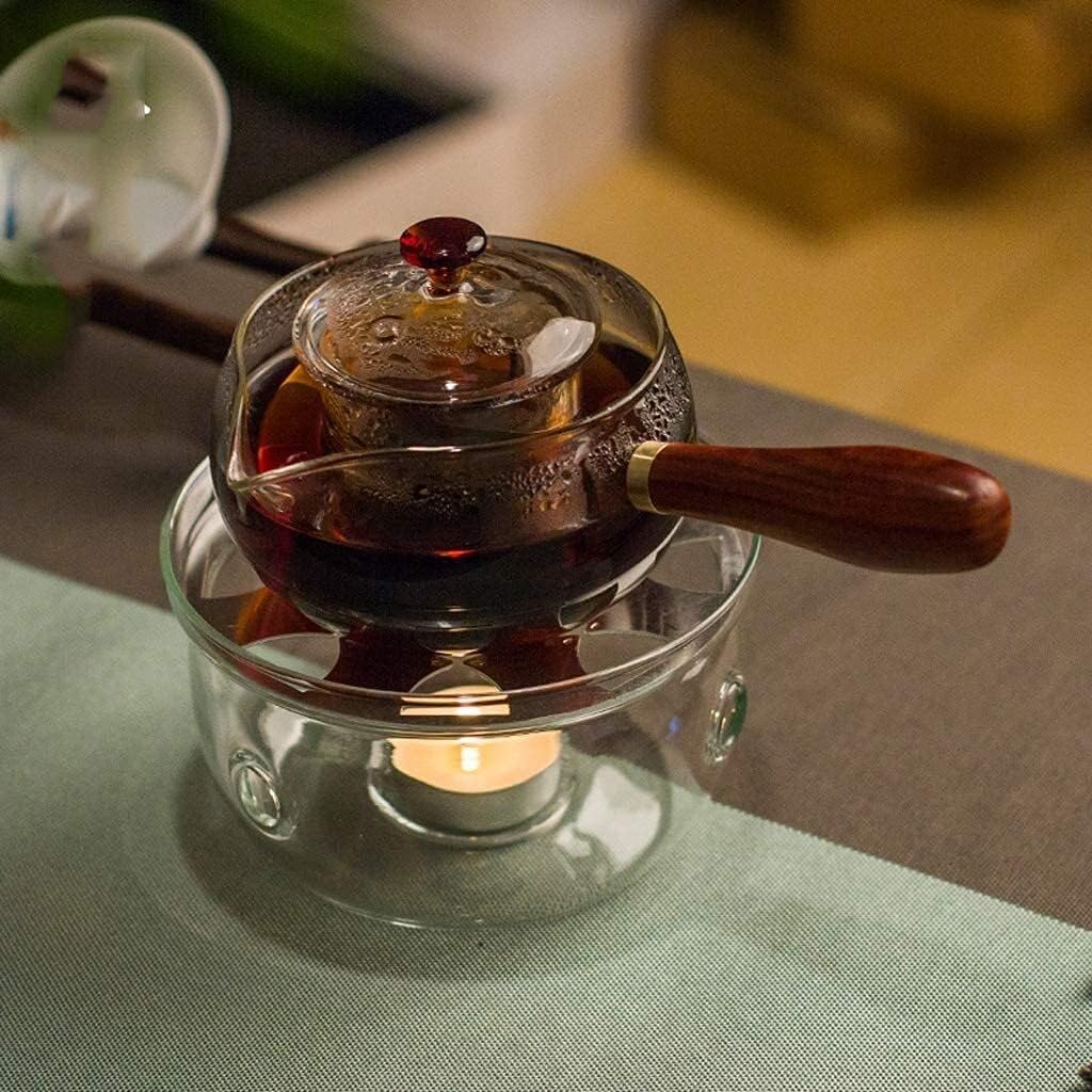 Teapot Warmer High Heat Resistant Borosilicate Thicken Round Glass Teapot Warmer Tea Pot Tea Light Heater for Aromatherapy Stove