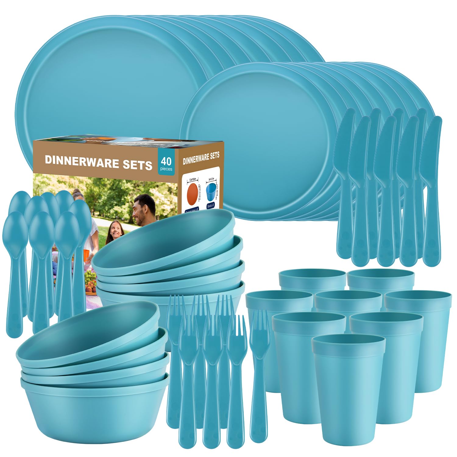 40 Piece Plastic Dinnerware Set - Unbreakable & Dishwasher Safe -13 40 Piece Plastic Dinnerware Set - Unbreakable & Dishwasher Safe -13