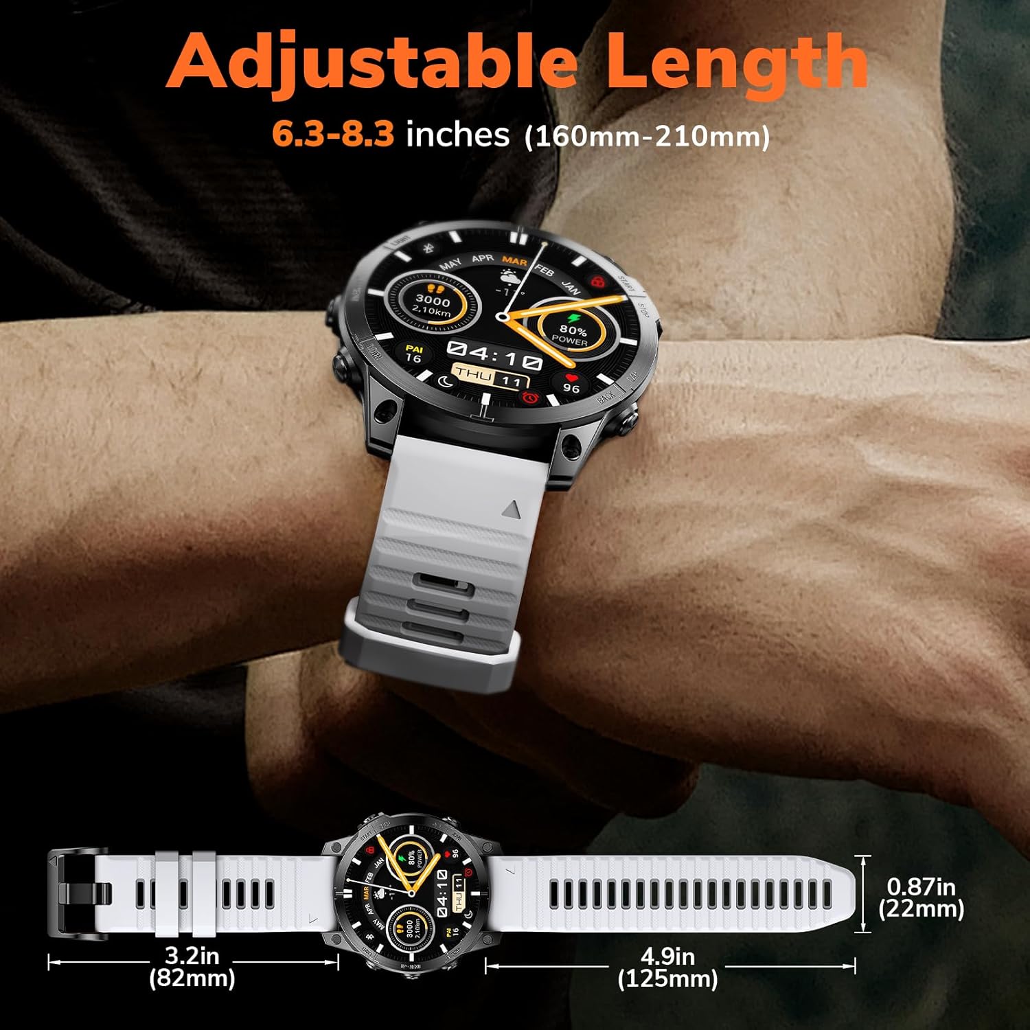 Quickfit 22mm Watch Bands for Garmin Fenix 8 47mm/7/6/5, Sports Silicone Bands Compatible with Garmin Fenix 8 Pro 47mm/7 Pro/6 Pro/5 Plus/Forerunner 935/945/955/965/Approach S60/S62/Epix 2 - Image 6