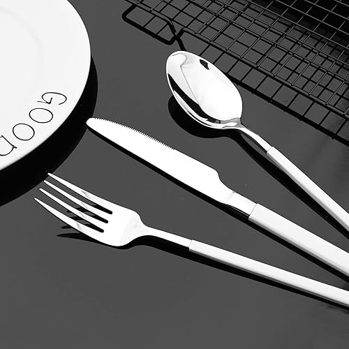 Miniatura 5 de JASHII Juego de cubiertos de 5 piezas, cubiertos de acero inoxidable 1810 para 1, regalo resistente, utensilios de cocina, espejo pulido, apto para