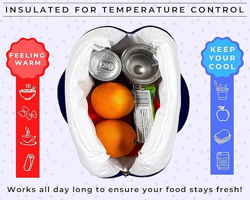 Miniatura 6 de Steel Mill &amp; Co - Bolsa de almuerzo aislada para mujer, lonchera de gran capacidad, bonita bolsa de almuerzo para adultos, mini enfriador con cierre