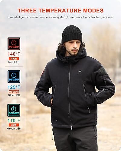 Vista 4 de DEWBU Heated Jacket Polar Fleece with 12V Battery Pack Soft Fleece Electric Heating Hoodie