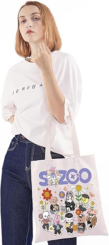 Miniatura 4 de WZMPA K-Pop SKZ Canvas Tote Bag K-Pop Group Fans Gift SKZ Group Shopping Grocery Bag