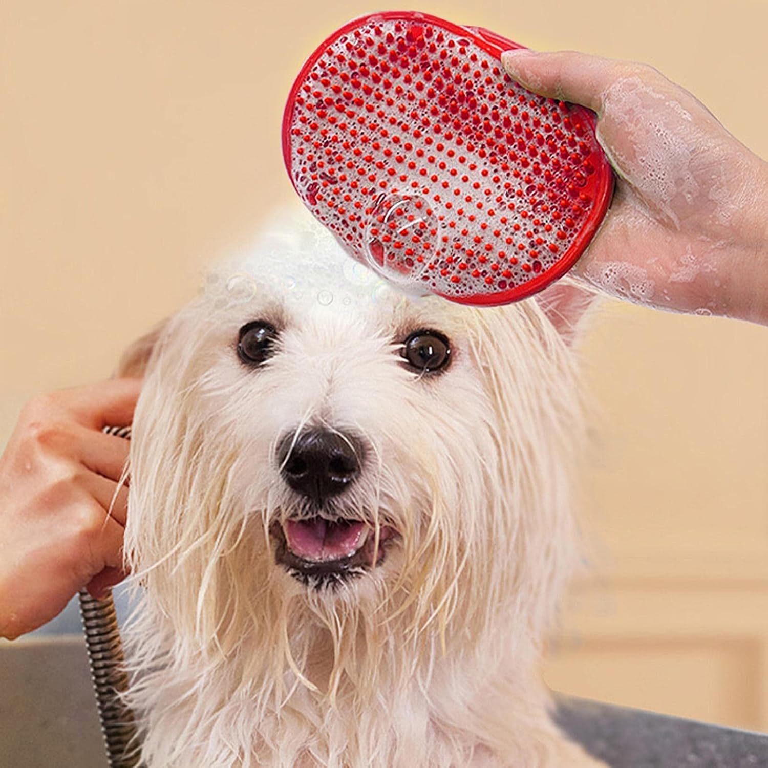 Petbabas Pet Grooming Brush | Soothing Massage Rubber Bath Comb | Shampoo Washing Shower Brush | Grooming Pet Glove with Adjustable Strap | Deshedding Brush for Long Short haired Pets 2