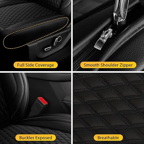 Miniatura 6 de Octomo Juego completo de fundas de asiento para Chevy Silverado GMC Sierra 2007-2023 1500 2500HD 3500HD Pickup Truck impermeable cuero Crew Double