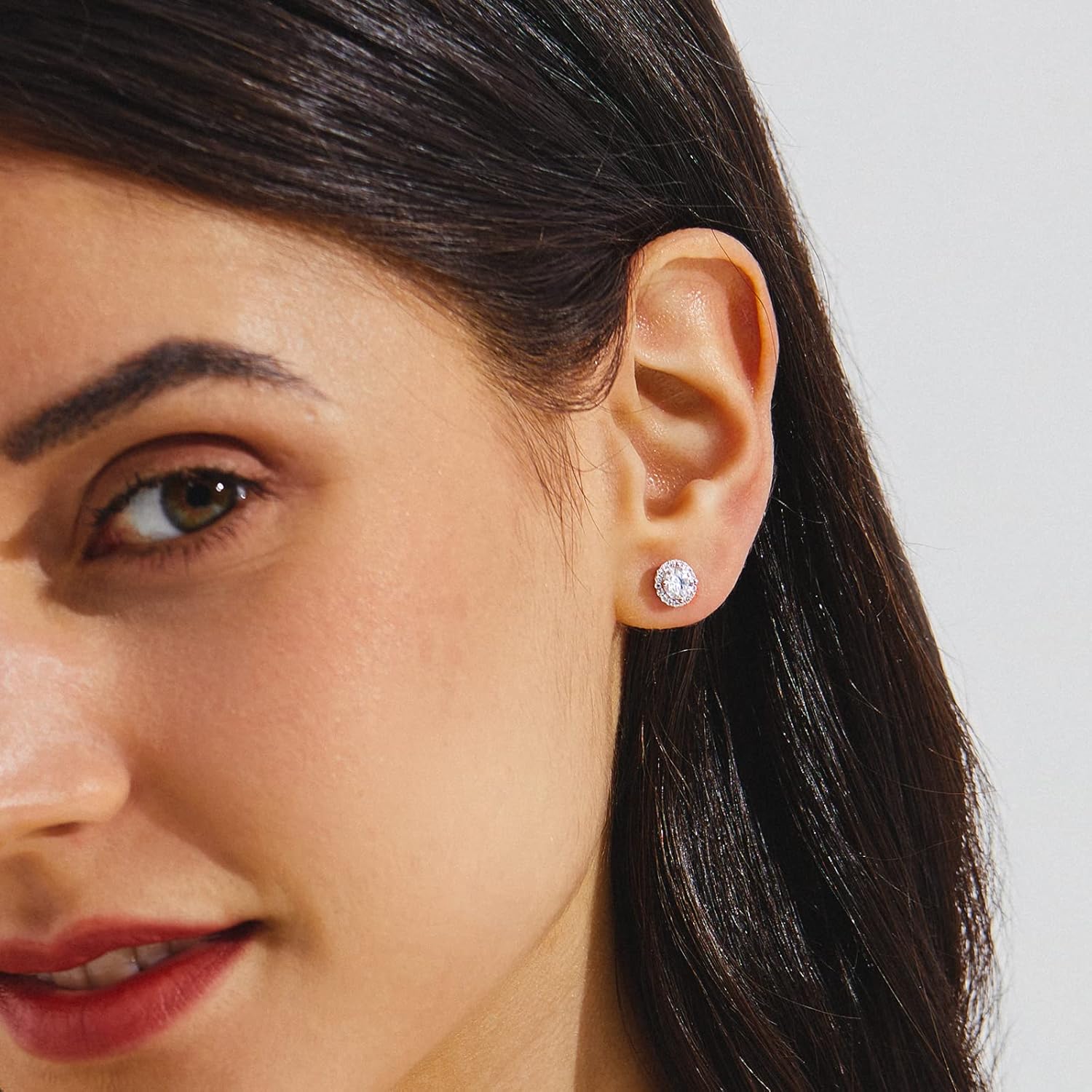 KRKC Moissanite Stud Earrings for Women, 0.5ct-2ct Lab Created Diamond Earring with 14K White Gold Plated S925 Sterling Silver Gift for Girlfriend, Wife - Image 3