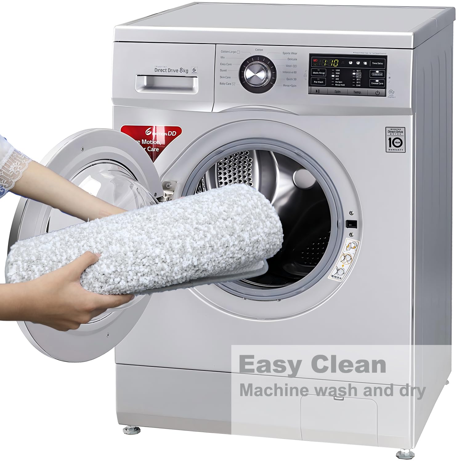 Niedliche graue Badematte, helle Badezimmerteppiche, rutschfest, maschinenwaschbar, Badematte, weiche Mikrofaser, Teppich für Badewanne und Dusche (60 x 40 cm)