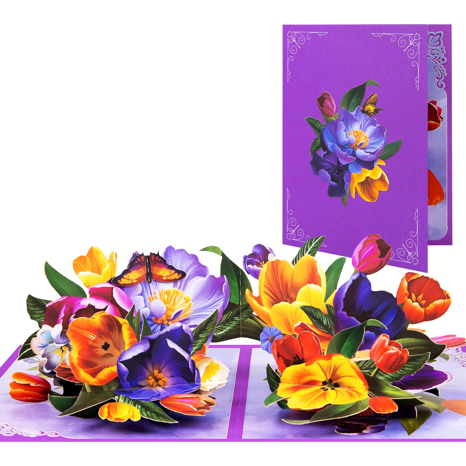 Large Tulip Pop Up Paper Flower Bouquet Greeting Cards with Blank Note & Envelope, gift for celebrating Love, Birthday, Anniversary, Special Moments, Valentine's Day