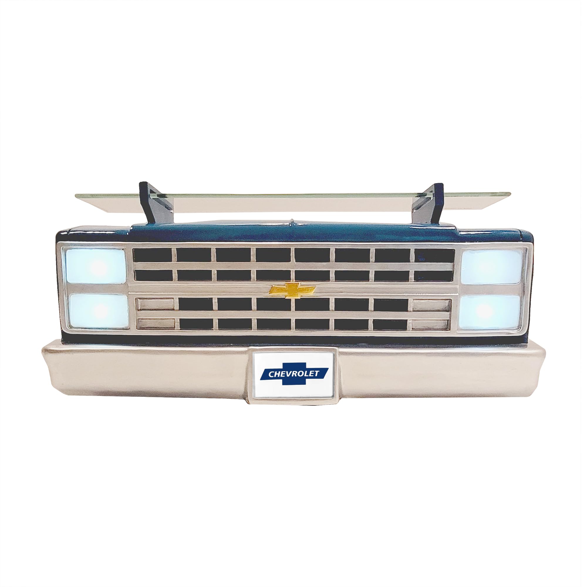 Sunbeltgifts 1985 Chevrolet C10 Truck Floating Wall Shelf - LED Headlights with Tempered Glass for Vintage Car Decor + Man Cave Accessories - Classic Car Gift (19.30 x 5.70 x 8.10 in)
